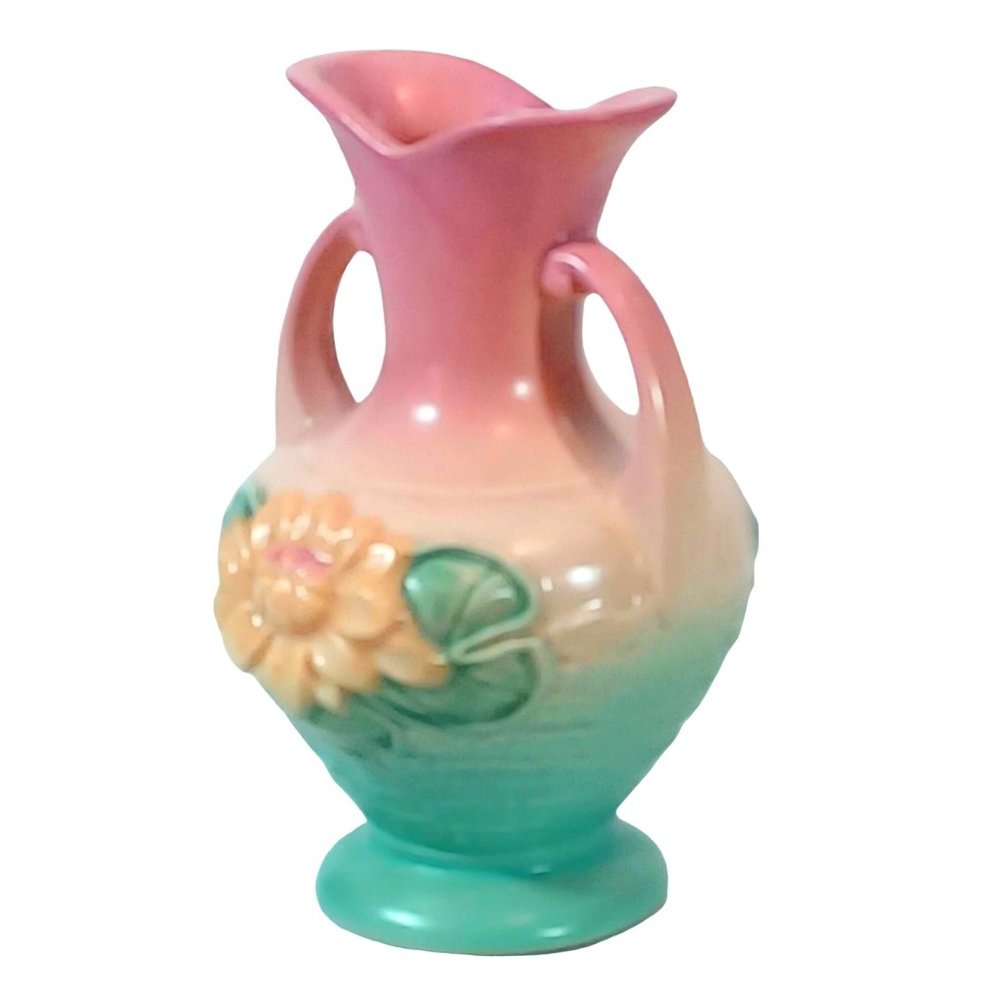 Hull Art Pottery Water Lily 2-Handled  Amphora Vase L-1 5 1/2” Vtg 1950’s Decor - Picture 3 of 8